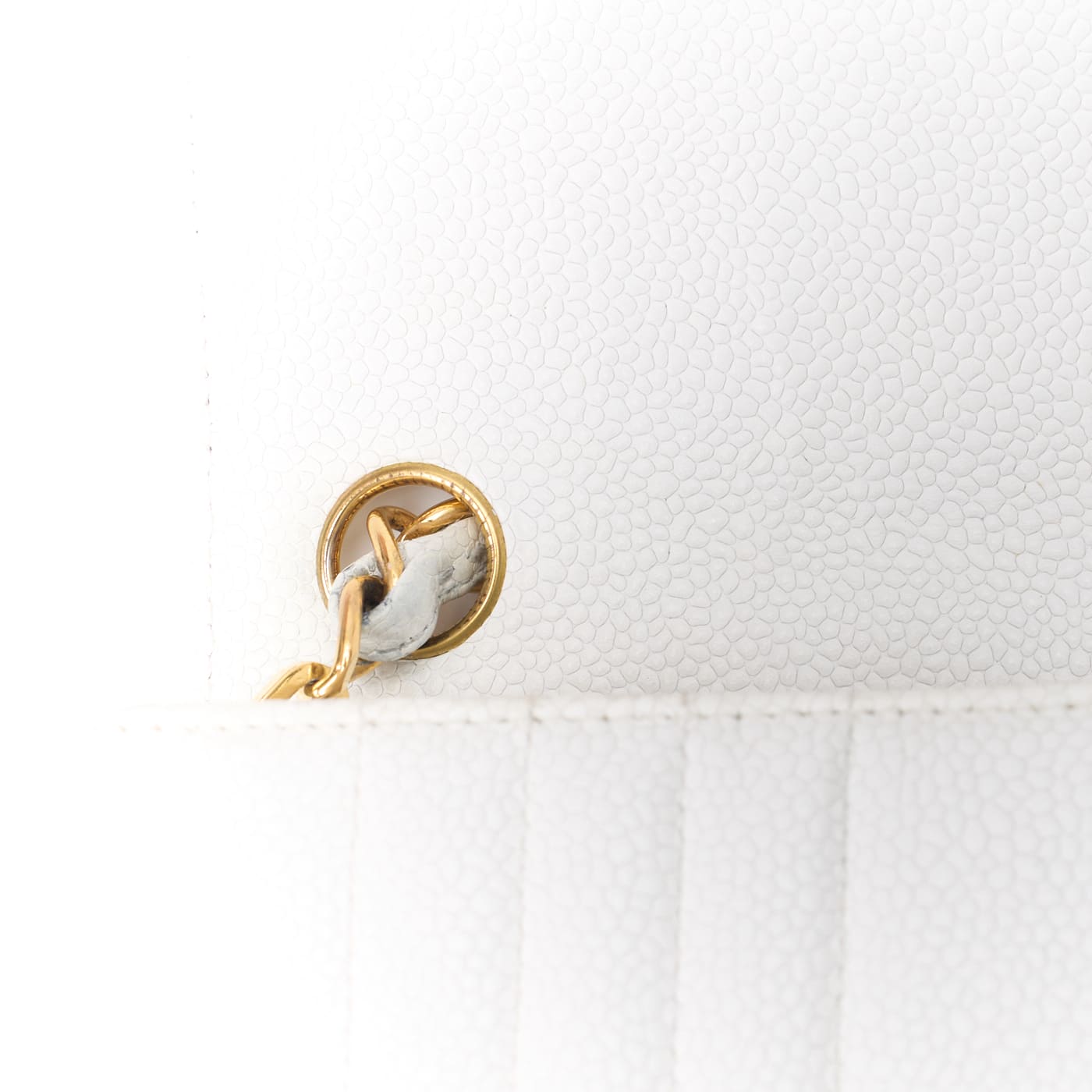 CHANEL Mini Mademoiselle Turn Lock Chain Shoulder Bag Caviar Skin White Gold-Tone Hardware Pre-Owned - Vintage La Charme