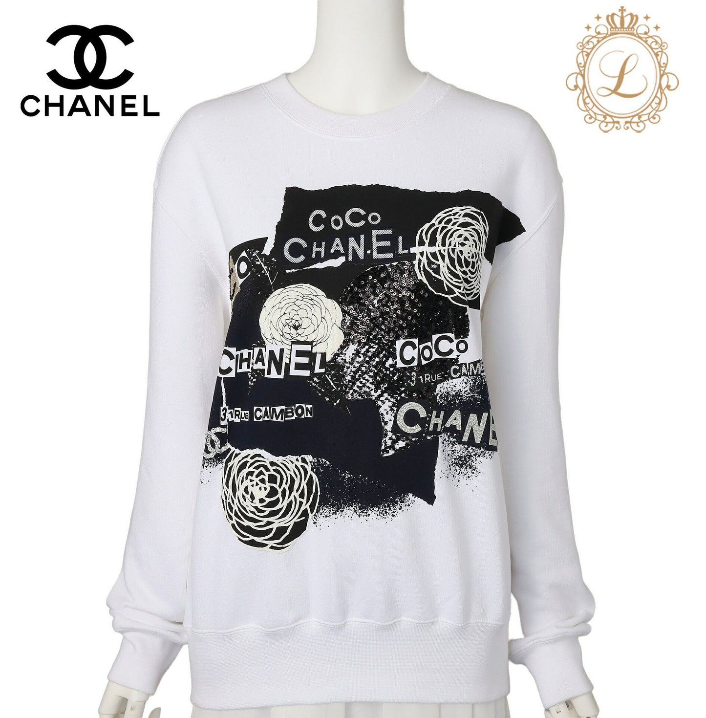CHANEL Sweatshirt Hoodie, Camellia Logo, Cotton, Black, Silver-Tone Hardware, Pre-Owned - Vintage La Charme