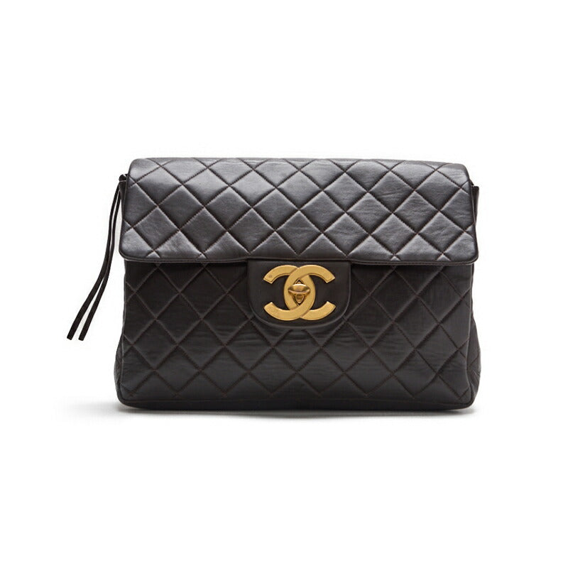 CHANEL Chain Backpack Bag, Matelasse, Turn Lock, Lambskin, Brown, Gold-Tone Hardware, Pre-Owned - Vintage La Charme