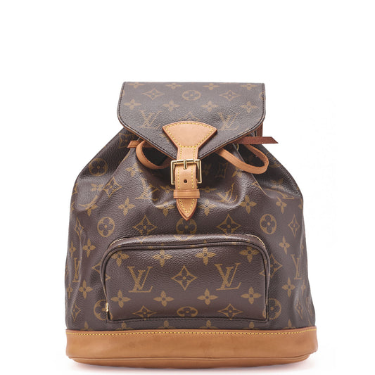 Louis Vuitton Shoulder Backpack Bag Monogram Canvas Brown Gold-Tone Hardware Pre-Owned