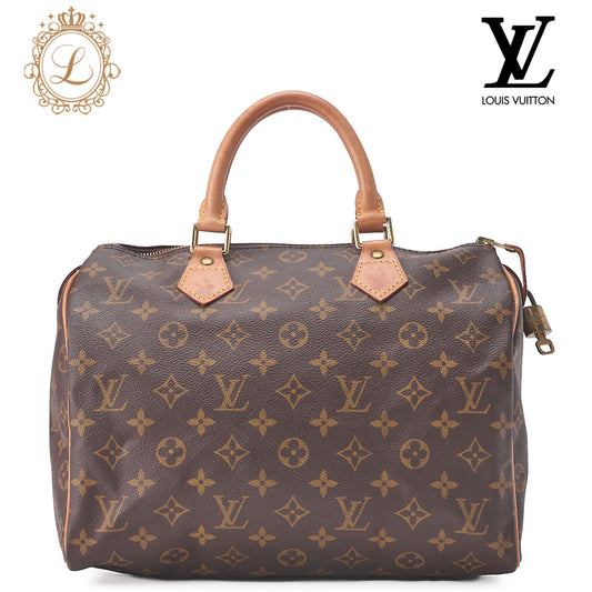LOUIS VUITTON Louis Vuitton Monogram Speedy 30 Handbag M41526 Brown Gold-Tone Hardware, Pre-Owned