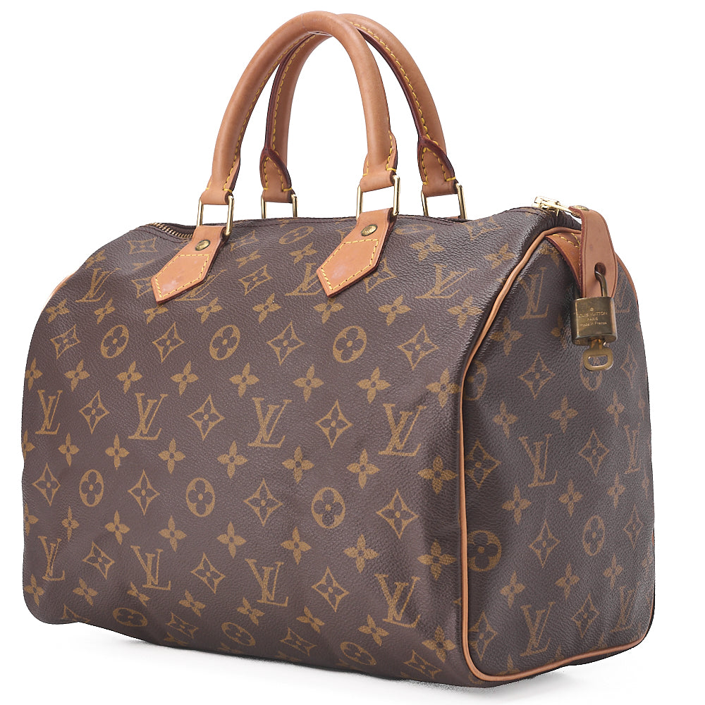 LOUIS VUITTON Louis Vuitton Monogram Speedy 30 Handbag M41526 Brown Gold-Tone Hardware, Pre-Owned