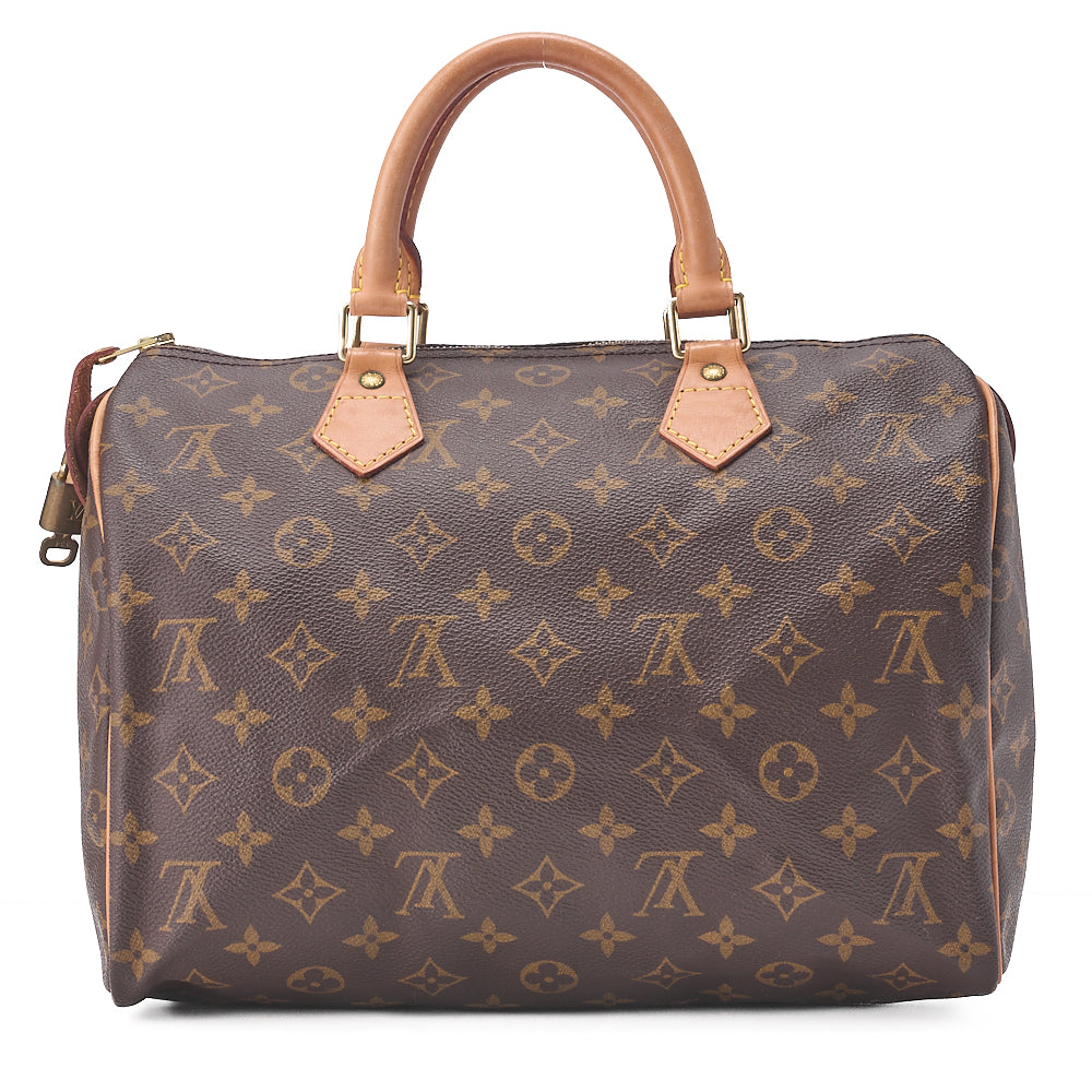 LOUIS VUITTON Louis Vuitton Monogram Speedy 30 Handbag M41526 Brown Gold-Tone Hardware, Pre-Owned