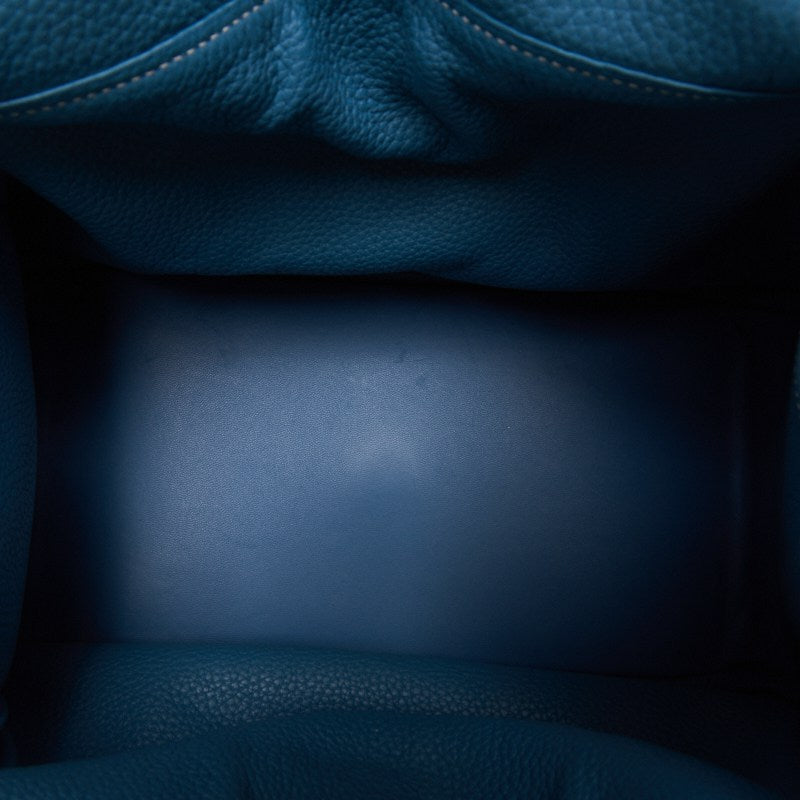 HERMES Lindy 34 Shoulder Bag Tryon Clemence Blue Jean Silver-Tone Hardware Pre-Owned - Vintage La Charme