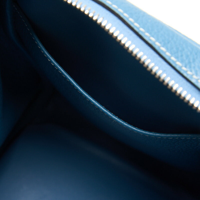 HERMES Lindy 34 Shoulder Bag Tryon Clemence Blue Jean Silver-Tone Hardware Pre-Owned - Vintage La Charme