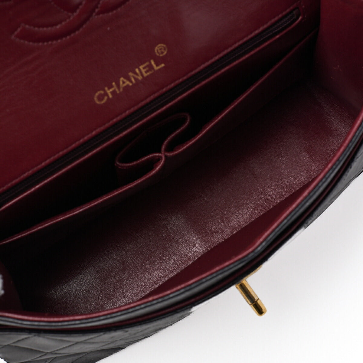 CHANEL Shoulder Bag, Matelasse Double Flap, Lambskin, Black, Gold-Tone Hardware, Pre-Owned - Vintage La Charme