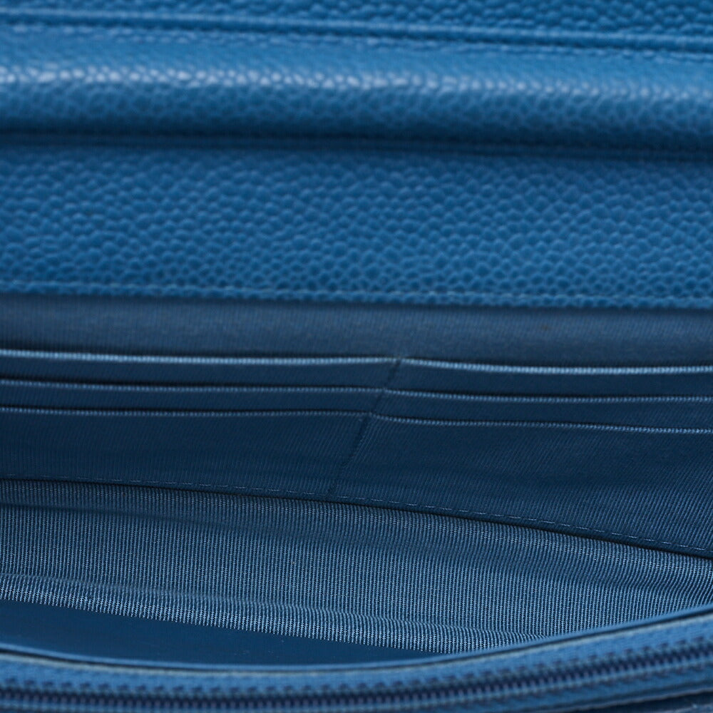 CHANEL Chain Wallet, Matelasse, Caviar Skin, Turquoise Blue, Silver-Tone Hardware, Pre-Owned - Vintage La Charme