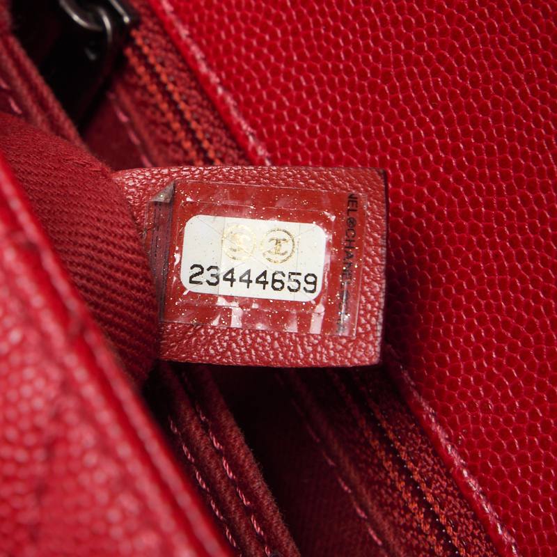 CHANEL Handbag Matelasse Coco Handle 2WAY Caviar Skin Red Silver-Tone Hardware Pre-Owned - Vintage La Charme
