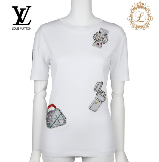 Louis Vuitton T-Shirt Cut-and-Sew, Cotton, White, Silver-Tone Hardware, Pre-Owned - Vintage La Charme