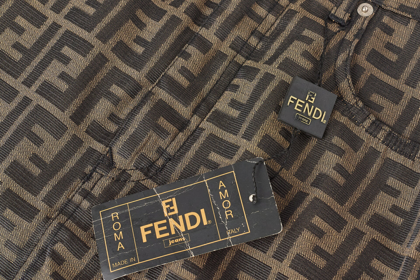 FENDI Skirt Pants, Zucca Pattern, Polyester Cotton Blend, Brown, Pre-Owned - Vintage La Charme