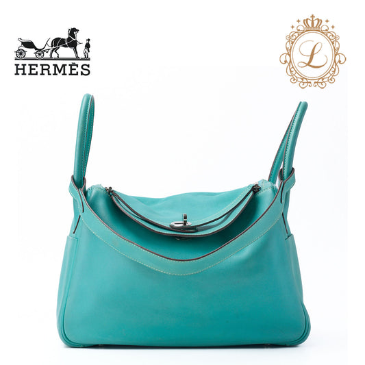 HERMES Lindy 30 2WAY Shoulder Bag Swift Leather Ragon Lagon Silver-Tone Hardware Pre-Owned - Vintage La Charme
