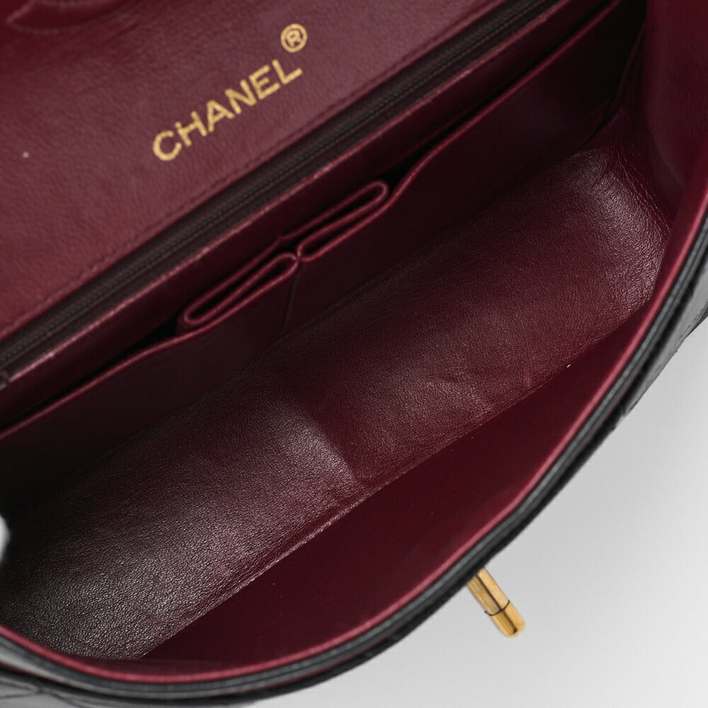 CHANEL Shoulder Bag, Matelasse Double Flap, Lambskin, Black, Gold-Tone Hardware, Pre-Owned - Vintage La Charme