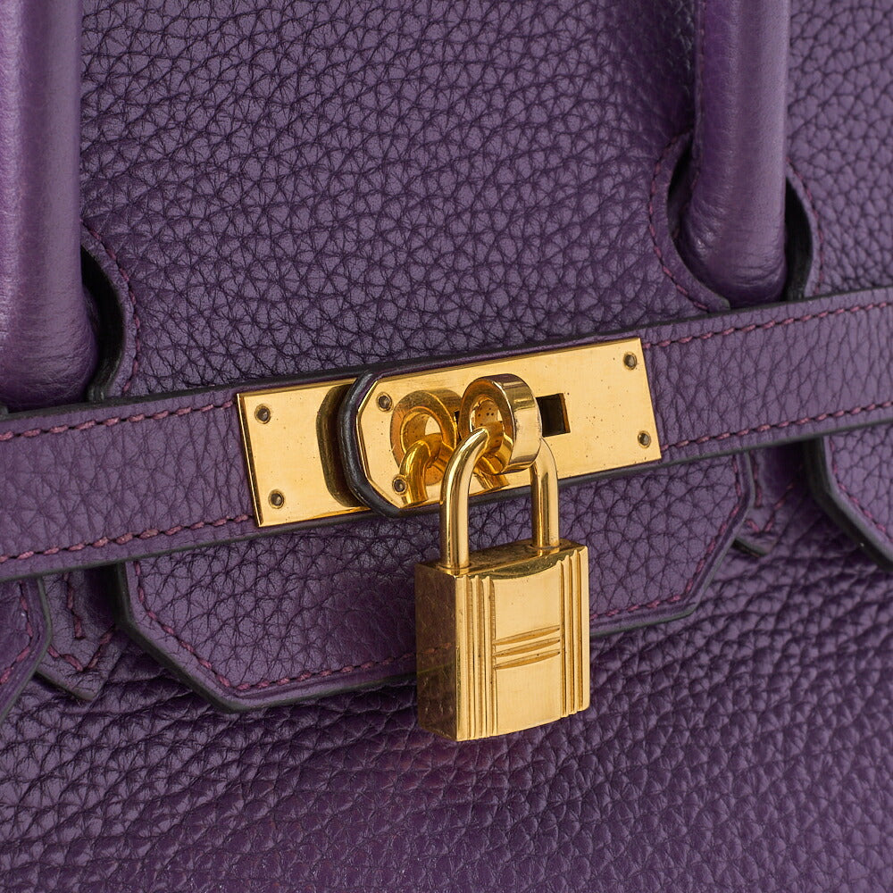 HERMES Birkin 35 Handbag, Tryon Clemence, Anemone, Gold-Tone Hardware, Pre-Owned - Vintage La Charme
