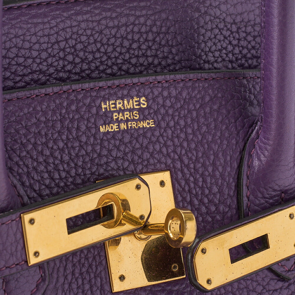 HERMES Birkin 35 Handbag, Tryon Clemence, Anemone, Gold-Tone Hardware, Pre-Owned - Vintage La Charme