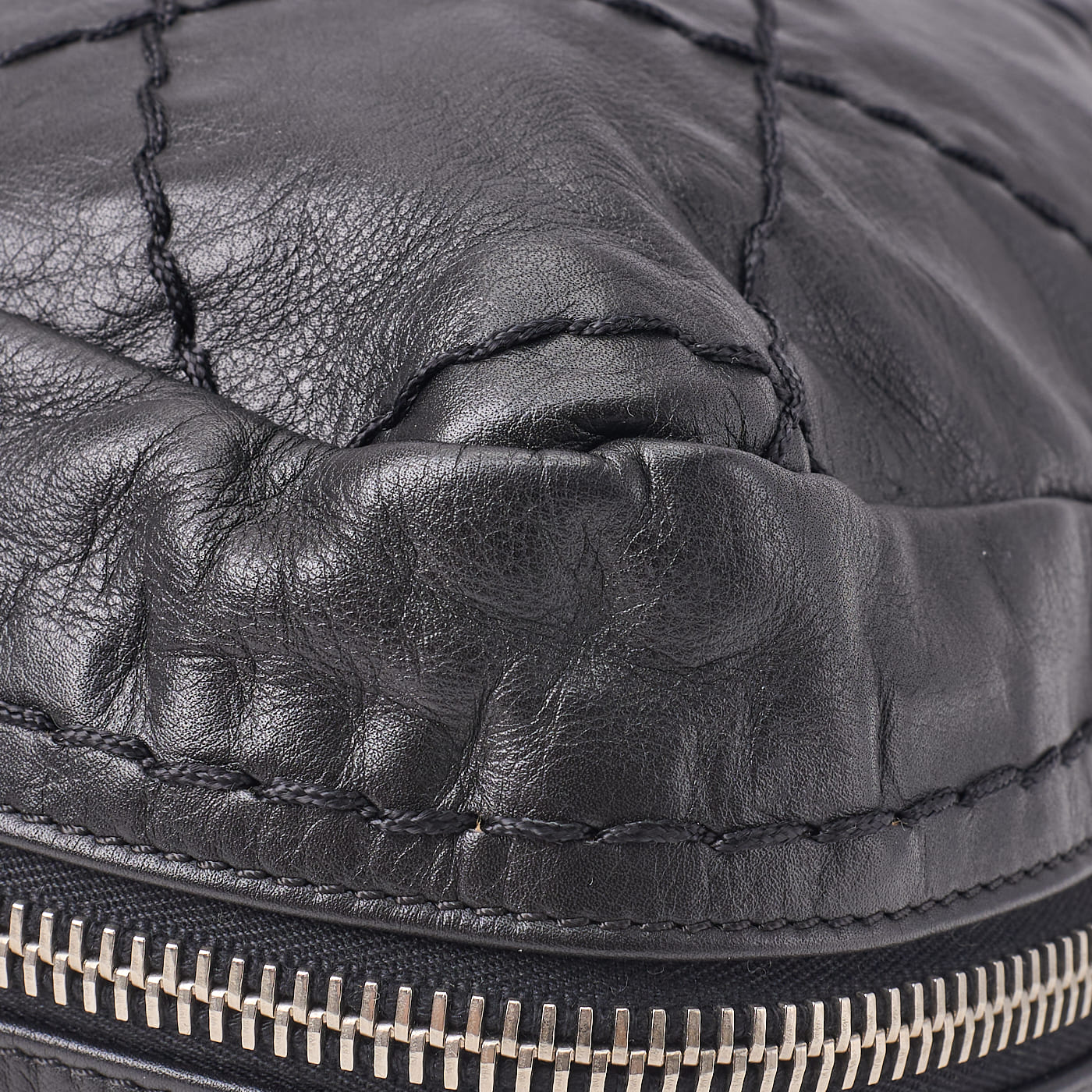 CHANEL Tote Bag Gamaguchi Wild Stitch Calf Leather Black Silver-Tone Hardware Pre-Owned - Vintage La Charme