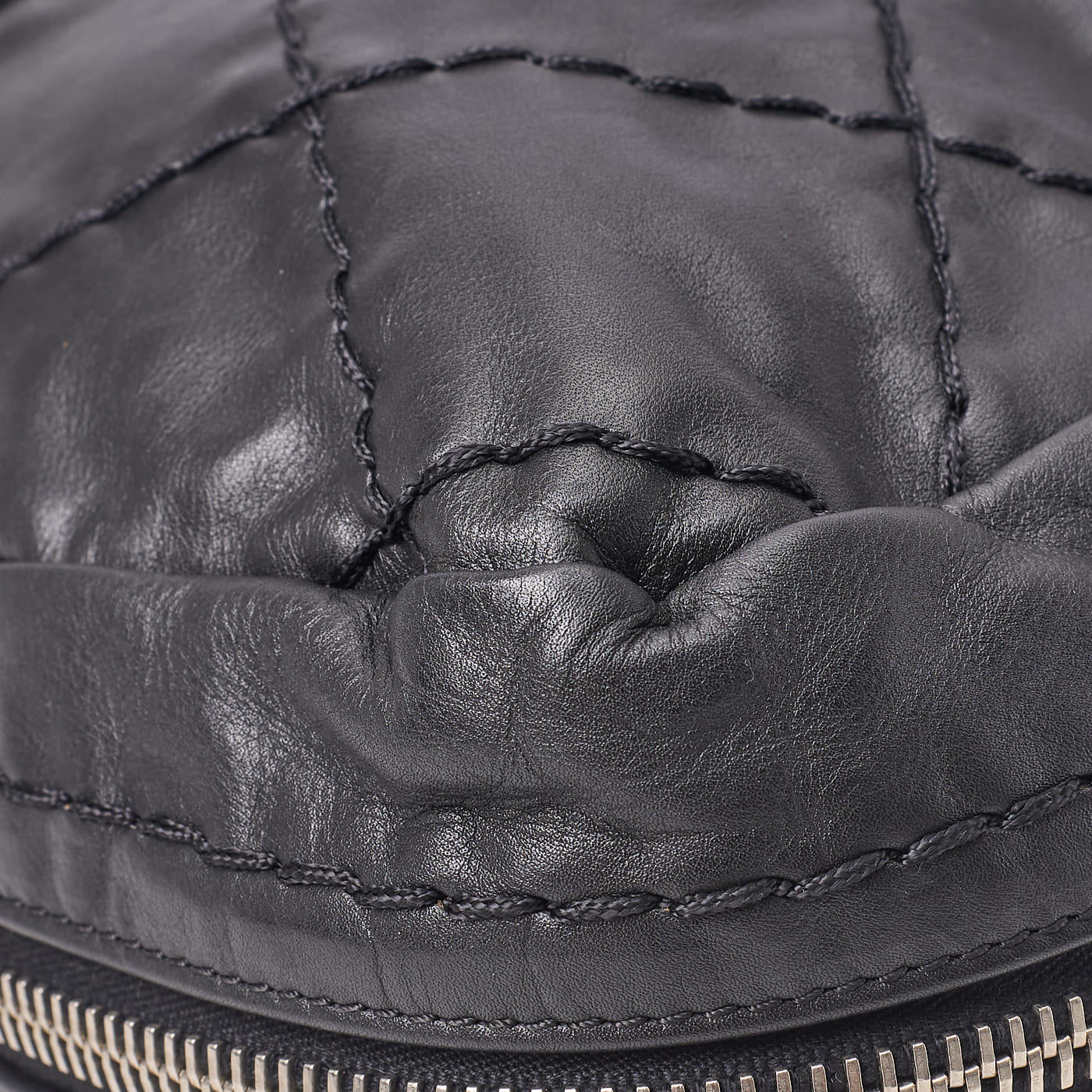 CHANEL Tote Bag Gamaguchi Wild Stitch Calf Leather Black Silver-Tone Hardware Pre-Owned - Vintage La Charme