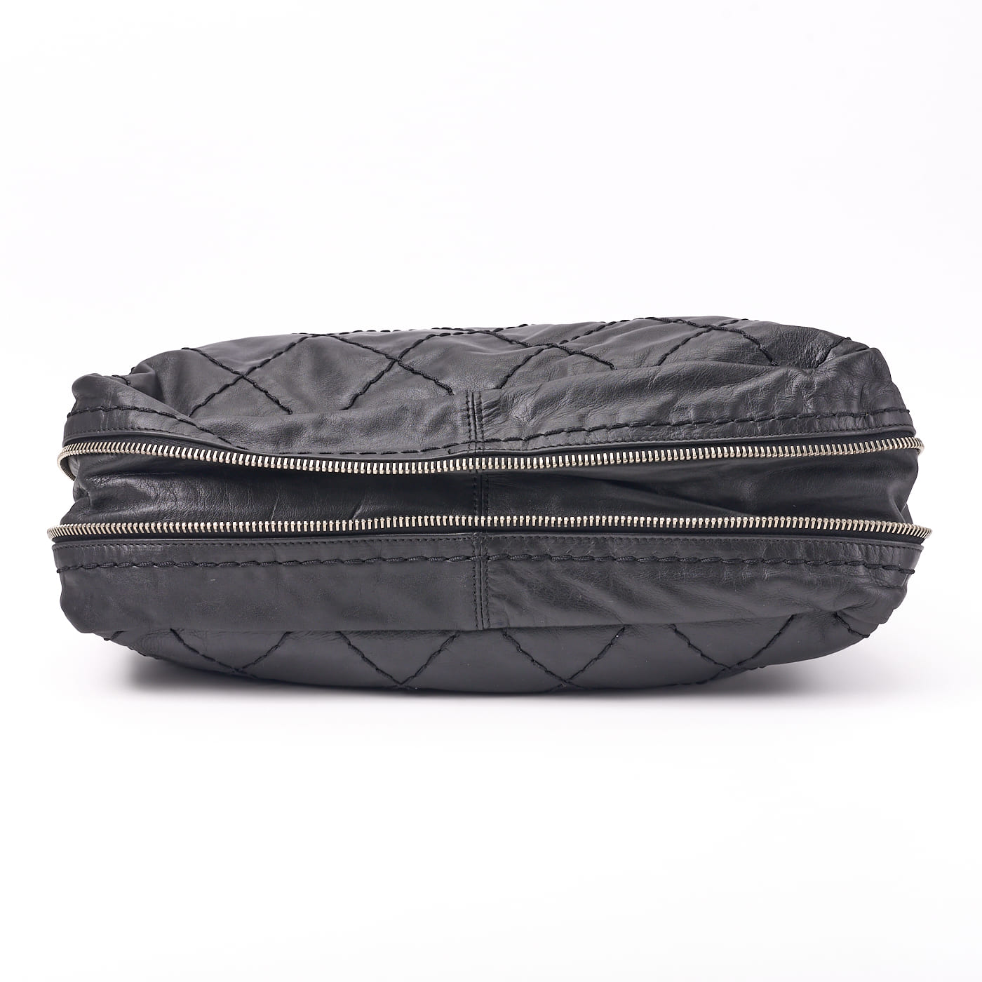 CHANEL Tote Bag Gamaguchi Wild Stitch Calf Leather Black Silver-Tone Hardware Pre-Owned - Vintage La Charme