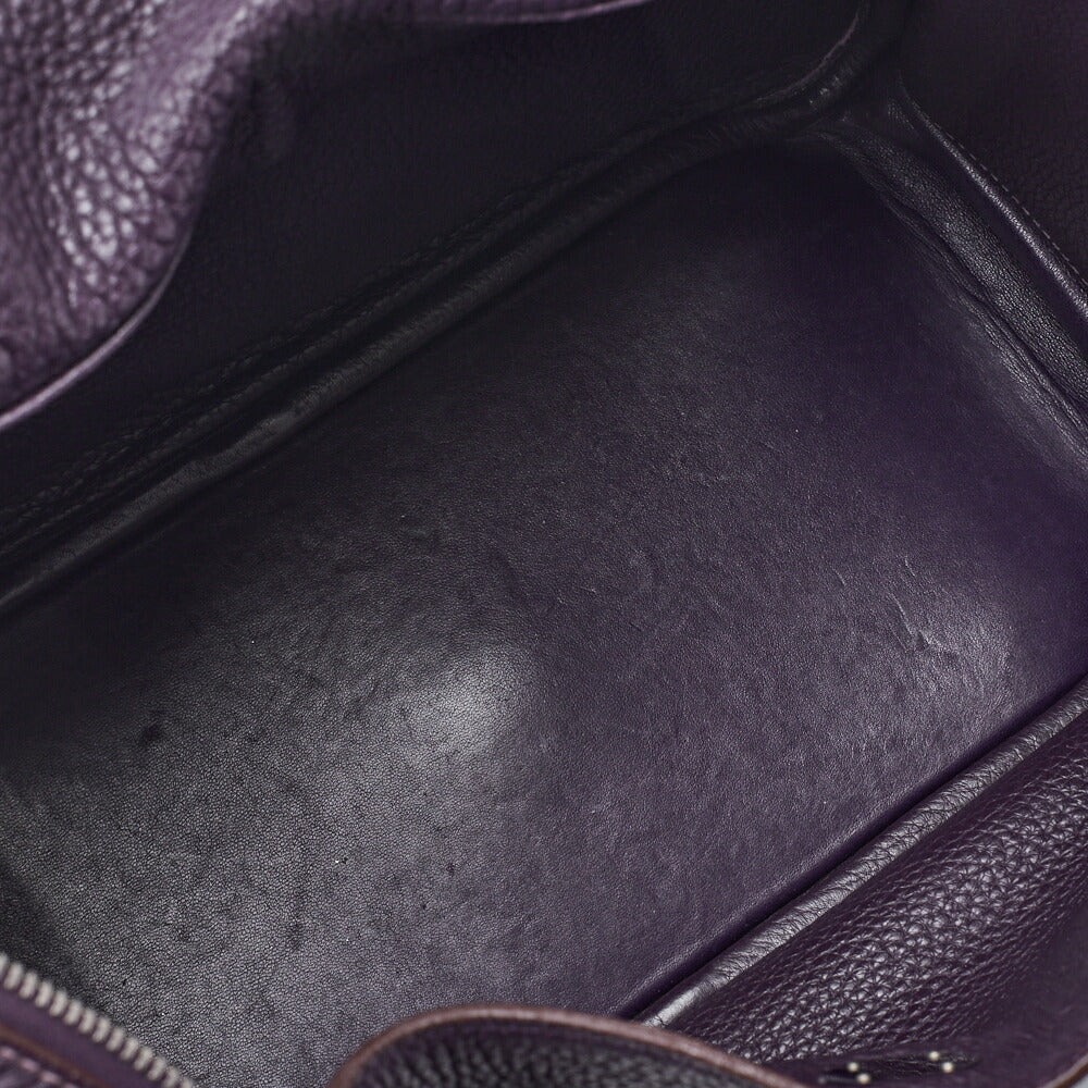 HERMES Lindy 30 2WAY Shoulder Bag Tryon Clemence Raisin Gold-Tone Hardware Pre-Owned - Vintage La Charme