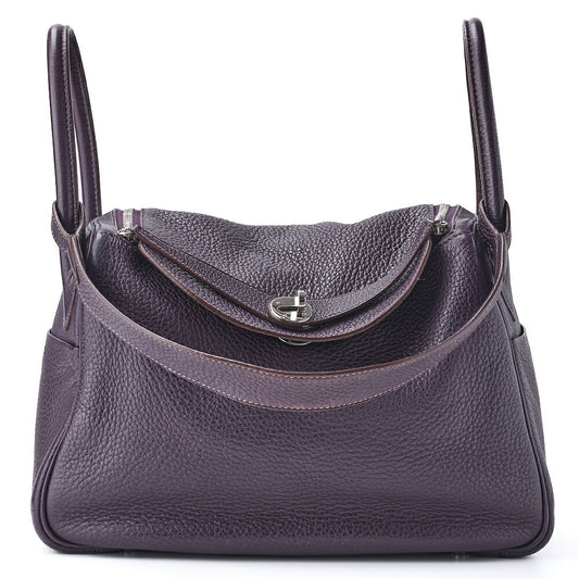 HERMES Lindy 30 2WAY Shoulder Bag Tryon Clemence Raisin Gold-Tone Hardware Pre-Owned - Vintage La Charme