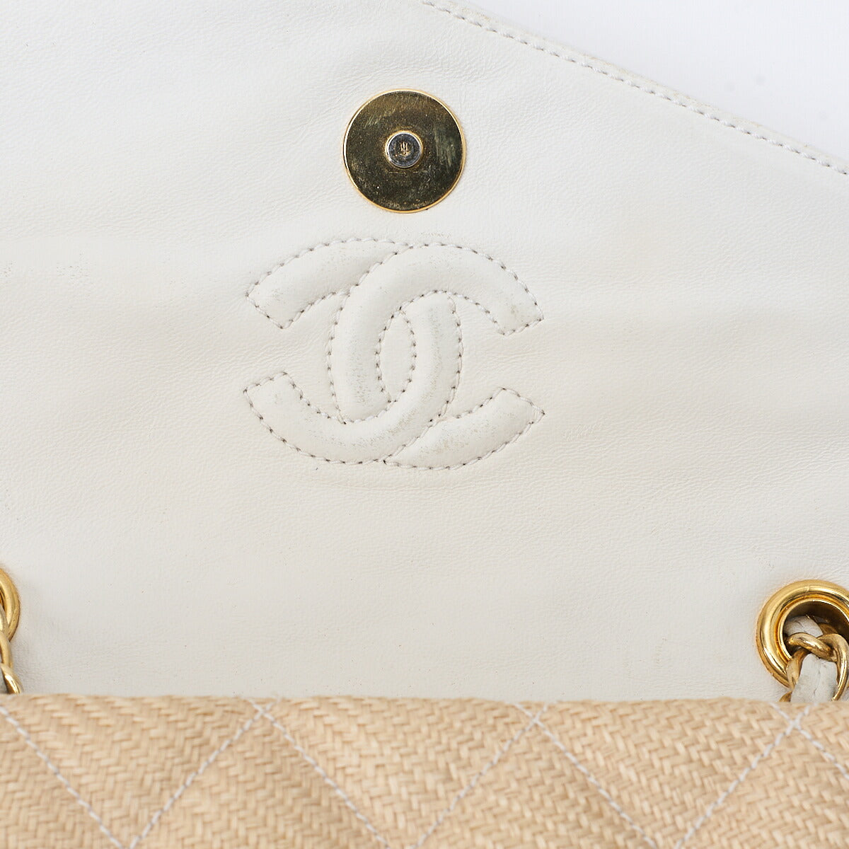 CHANEL Shoulder Bag, Matelasse, Fringe, Double Flap, Straw, Beige, Gold-Tone Hardware, Pre-Owned - Vintage La Charme