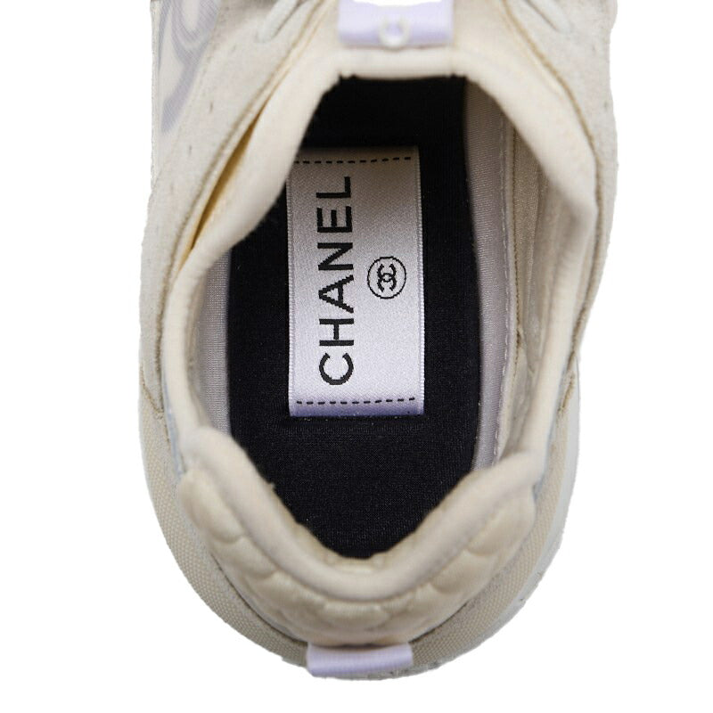 CHANEL Sneakers, Coco Mark, Suede, Light Gray, Gold-Tone Hardware, Pre-Owned - Vintage La Charme