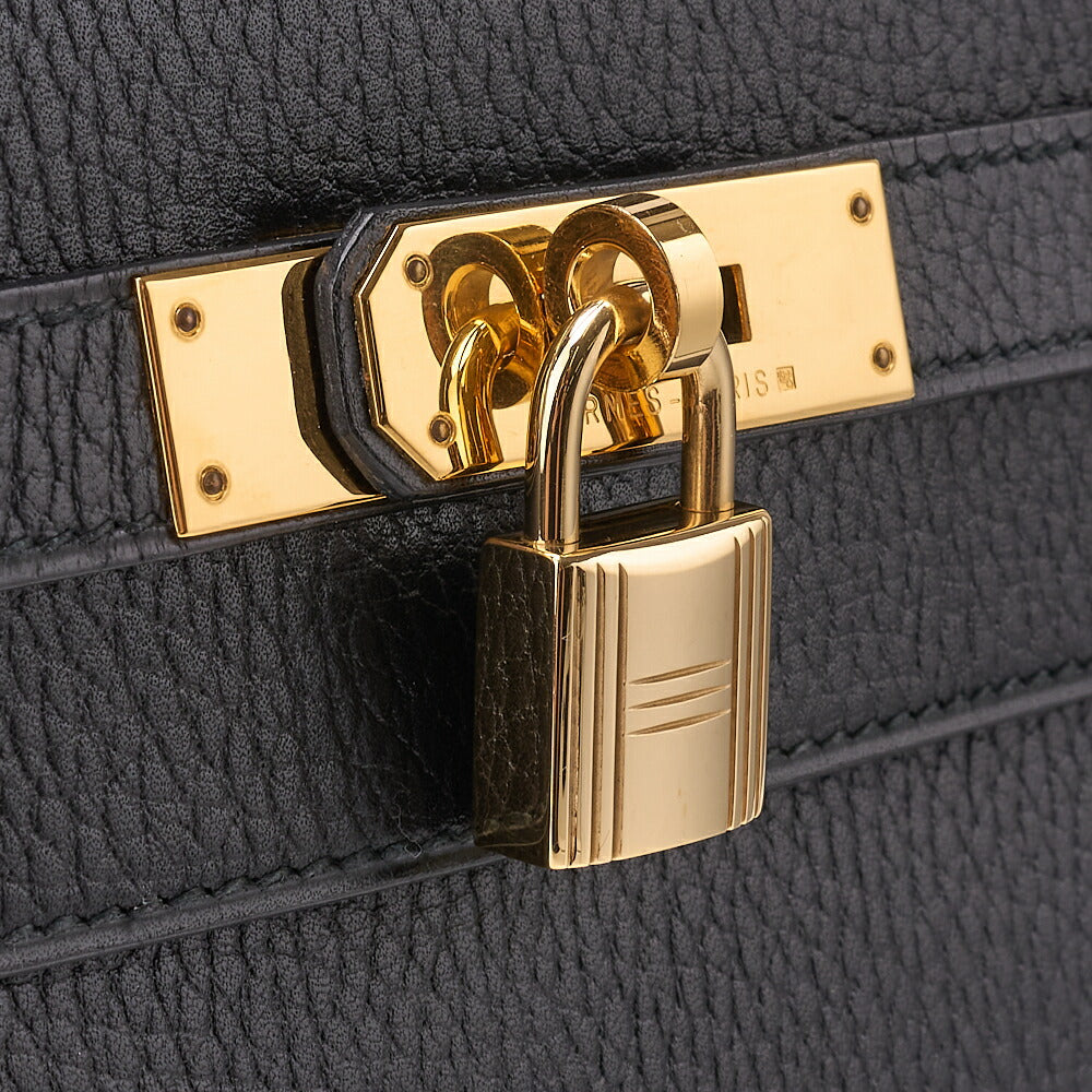 HERMES Kelly 32 2WAY Handbag Ardennes Leather Black Gold-Tone Hardware Pre-Owned - Vintage La Charme