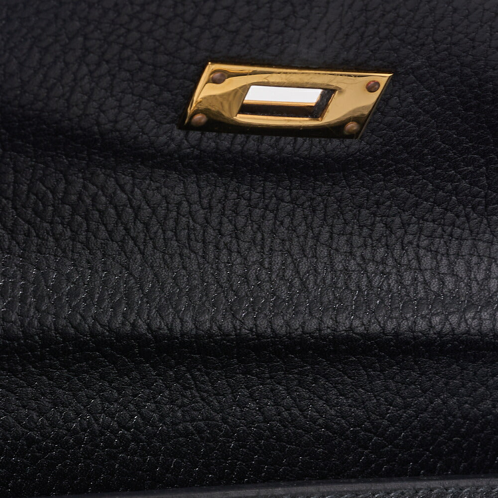 HERMES Kelly 32 2WAY Handbag Ardennes Leather Black Gold-Tone Hardware Pre-Owned - Vintage La Charme