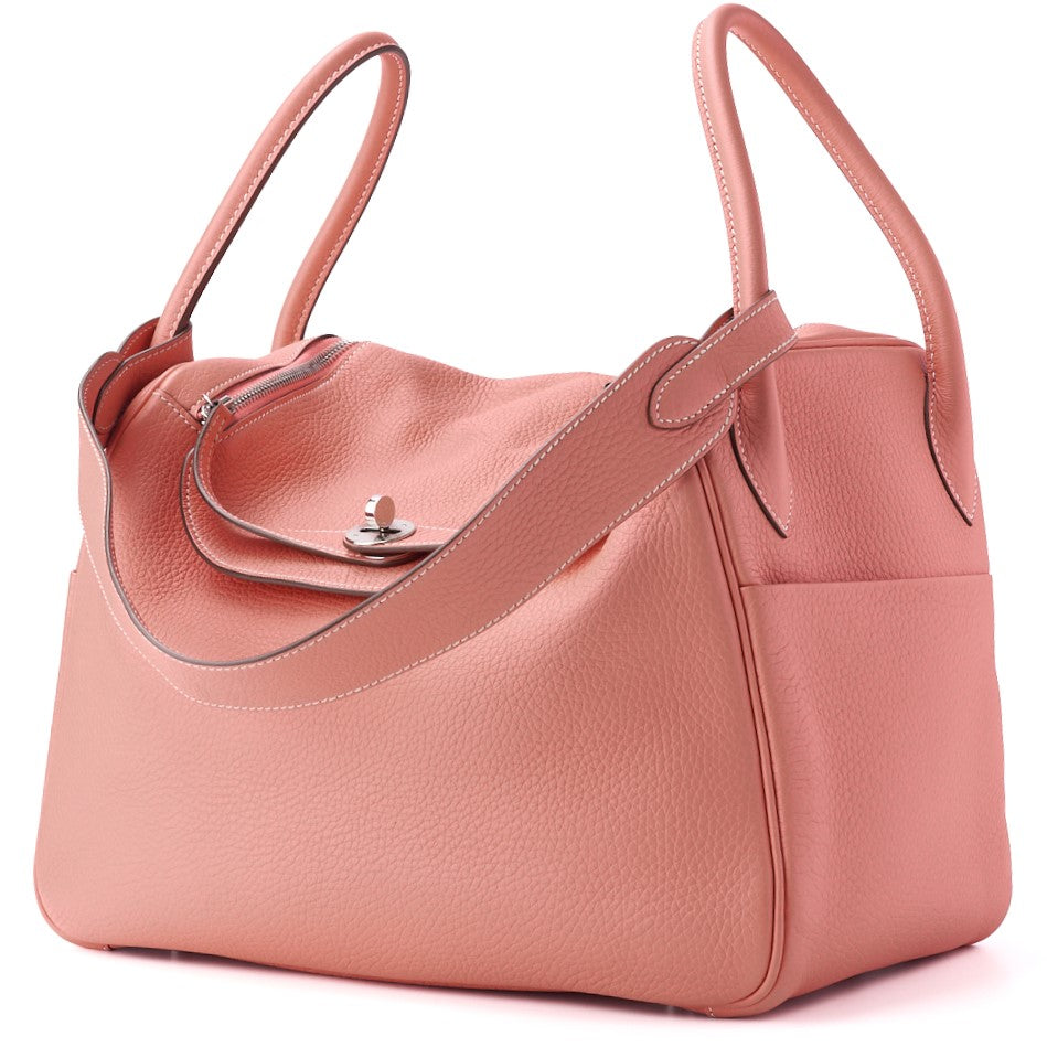 HERMES Lindy 34 Shoulder Bag, Tryon Clemence, Crevette, Silver-Tone Hardware, Pre-Owned - Vintage La Charme