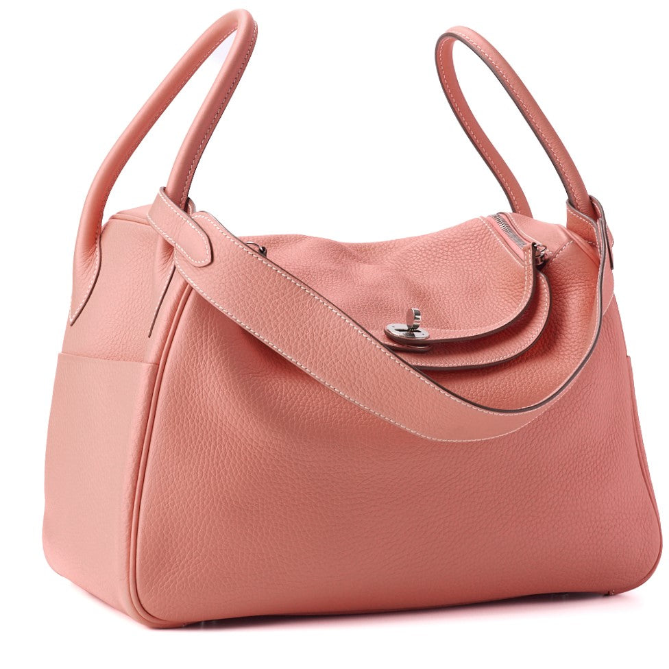 HERMES Lindy 34 Shoulder Bag, Tryon Clemence, Crevette, Silver-Tone Hardware, Pre-Owned - Vintage La Charme