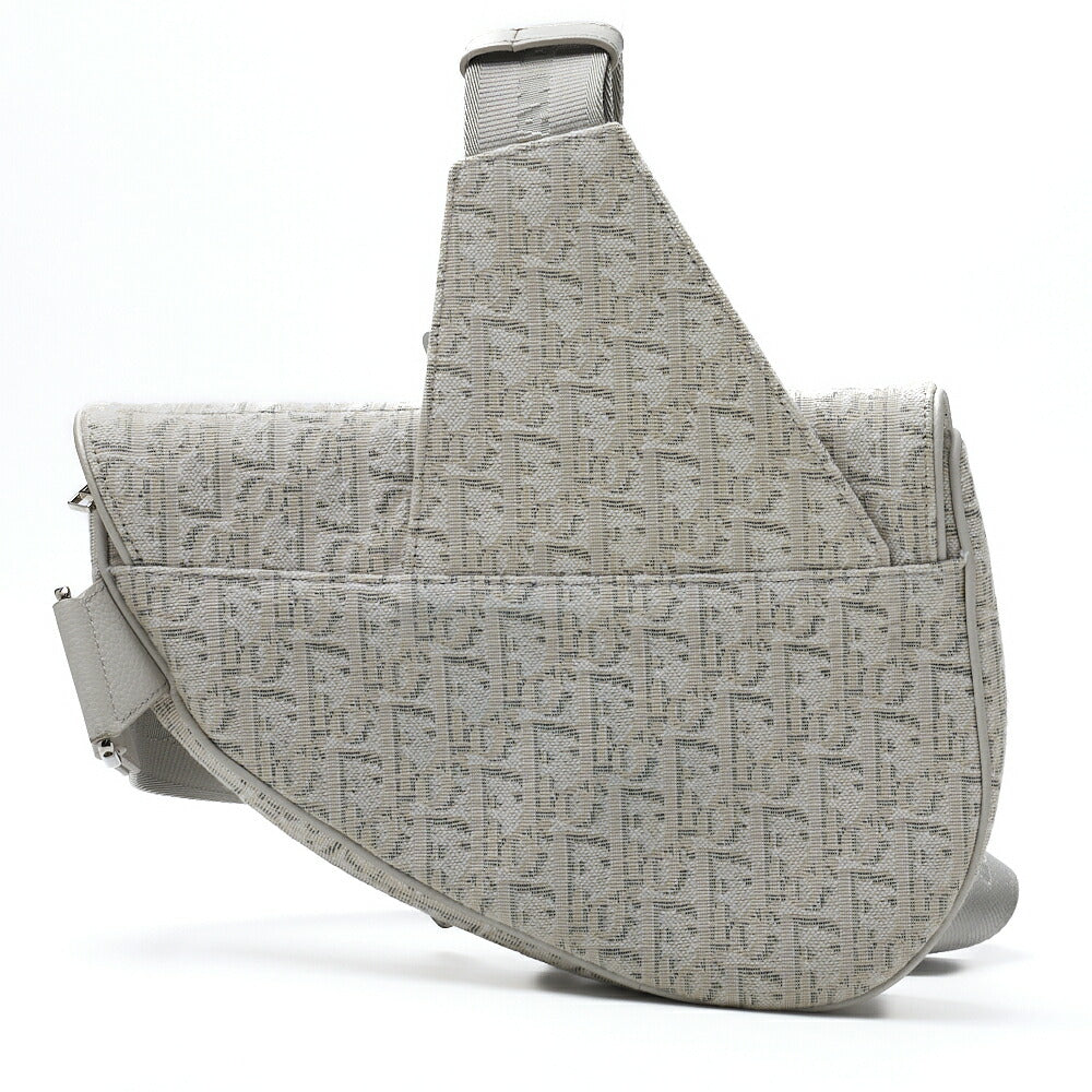 Dior Saddle Bag, Jacquard Trotter, Canvas, White, Silver-Tone Hardware, Pre-Owned - Vintage La Charme