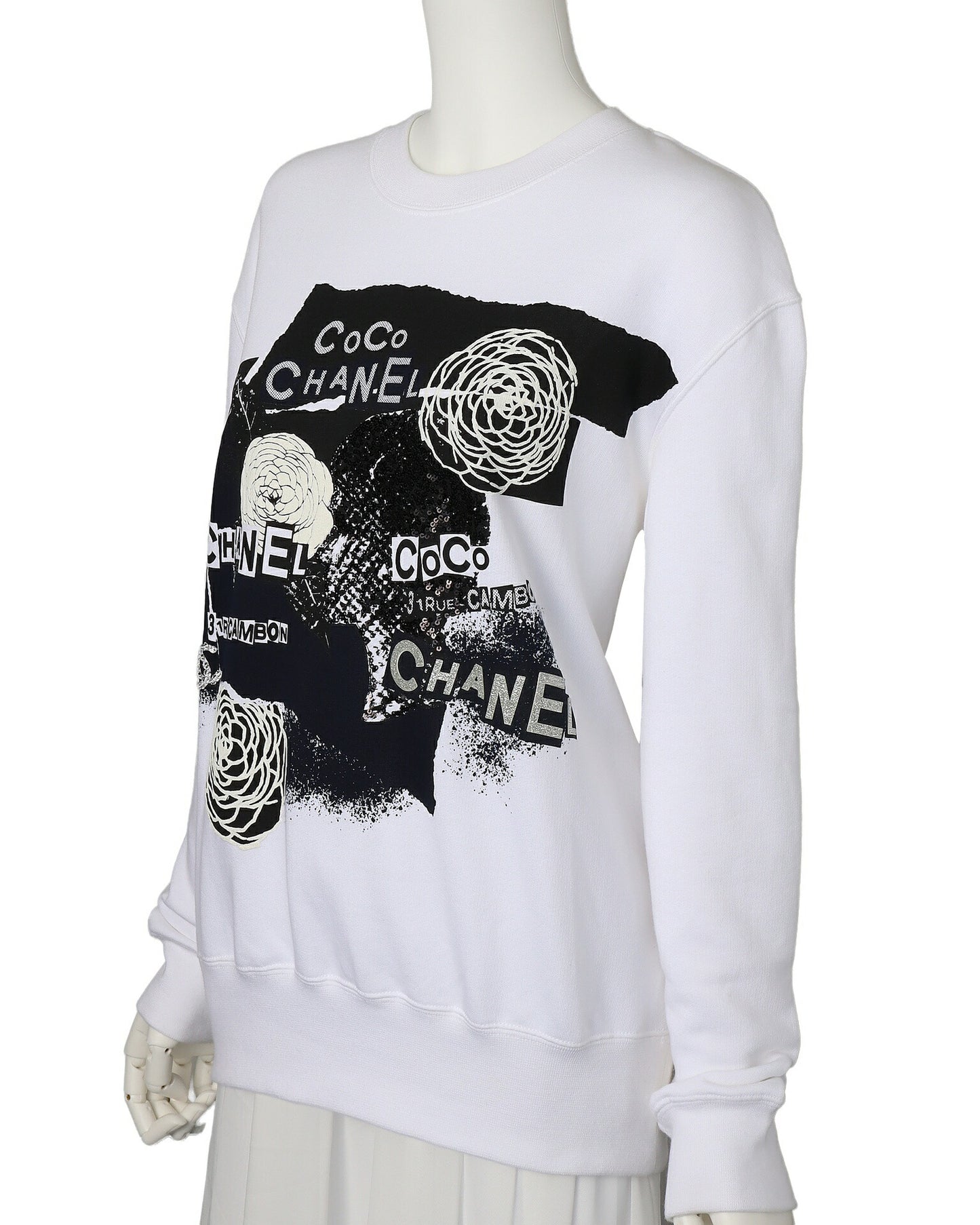 CHANEL Sweatshirt Hoodie, Camellia Logo, Cotton, Black, Silver-Tone Hardware, Pre-Owned - Vintage La Charme