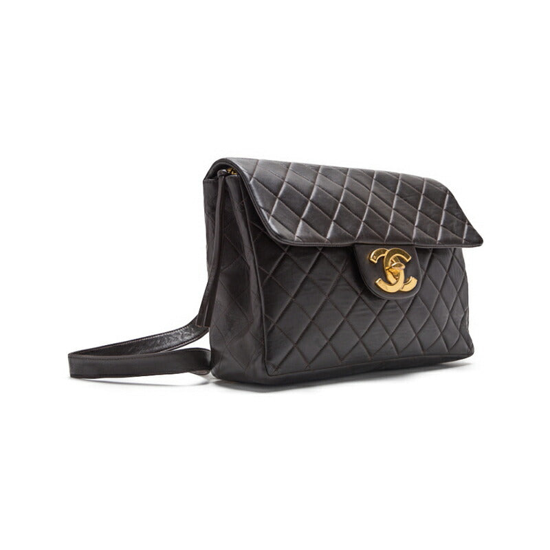 CHANEL Chain Backpack Bag, Matelasse, Turn Lock, Lambskin, Brown, Gold-Tone Hardware, Pre-Owned - Vintage La Charme