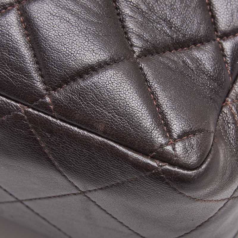 CHANEL Chain Backpack Bag, Matelasse, Turn Lock, Lambskin, Brown, Gold-Tone Hardware, Pre-Owned - Vintage La Charme