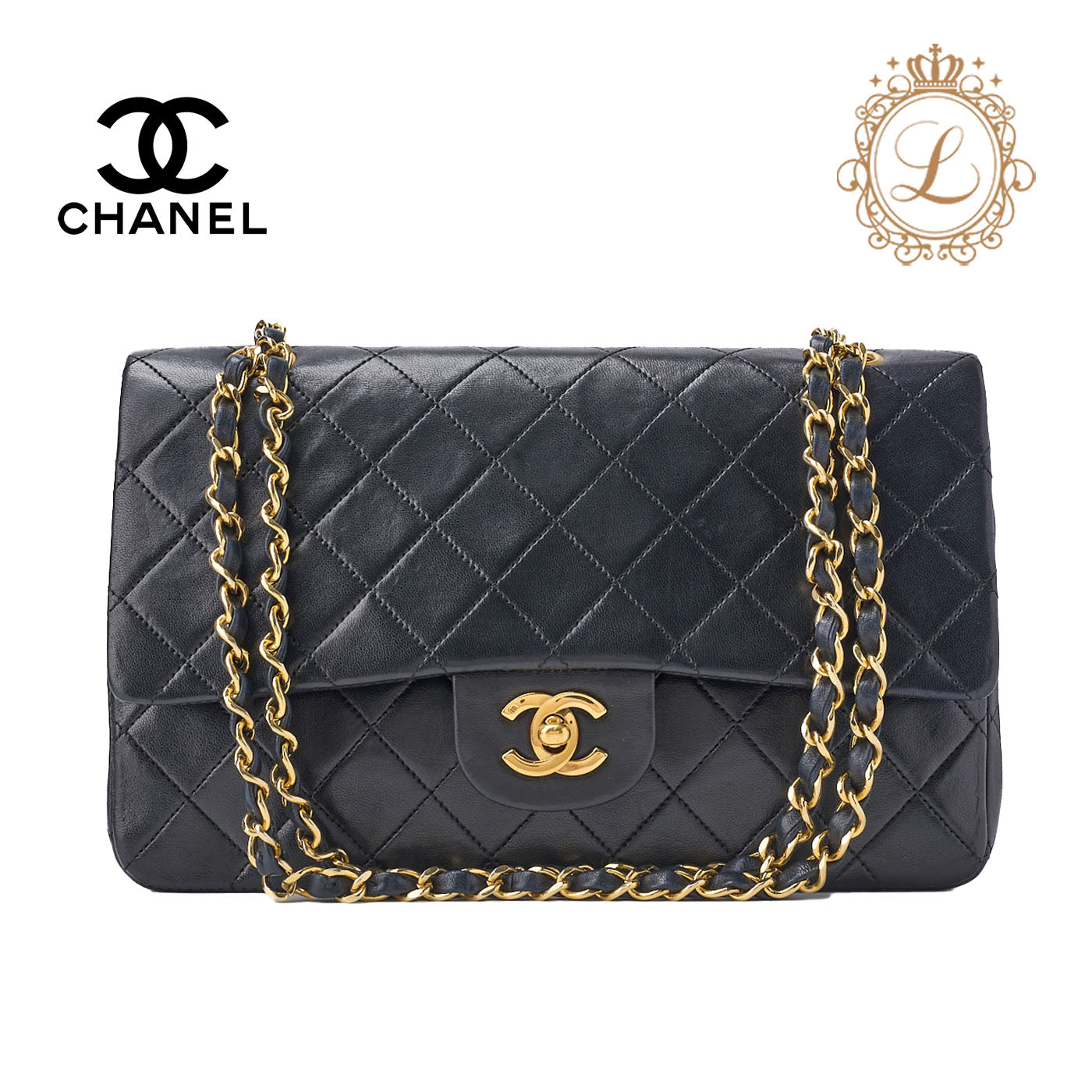 CHANEL Shoulder Bag Mini Matelasse Turn Lock Lambskin Black Gold-Tone Hardware Pre-Owned - Vintage La Charme