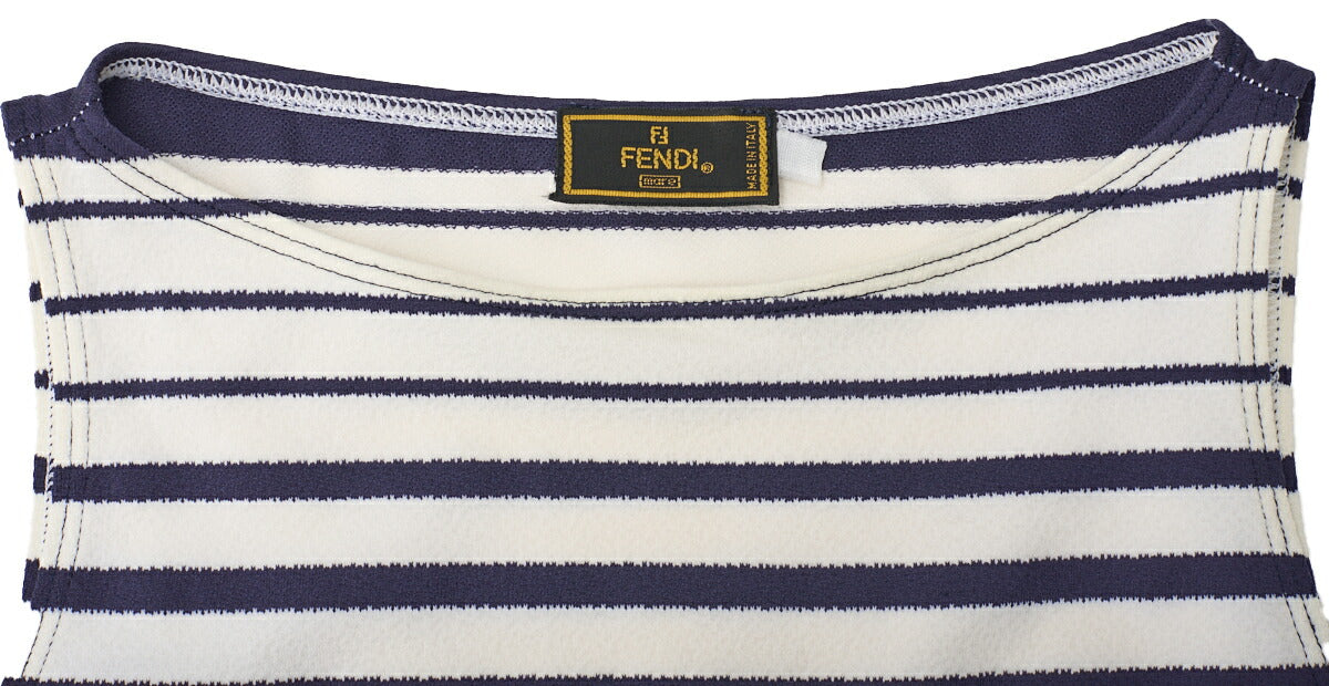 FENDI Sleeveless Cut-and-Sew Top, Nylon Blend, Navy, Gold-Tone Hardware, Pre-Owned - Vintage La Charme