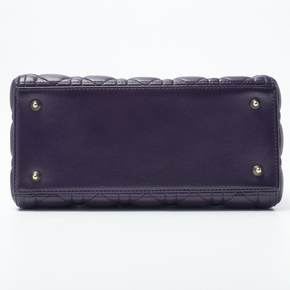 Dior Lady Dior Cannage 2WAY Handbag Lambskin Purple Gold-Tone Hardware Pre-Owned - Vintage La Charme