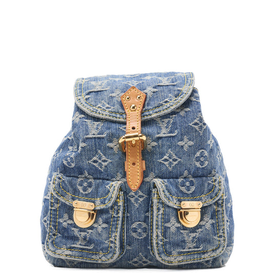 LOUIS VUITTON Louis Vuitton Monogram Denim Sackad PM M95057 Backpack Blue Gold-Tone Hardware, Pre-Owned