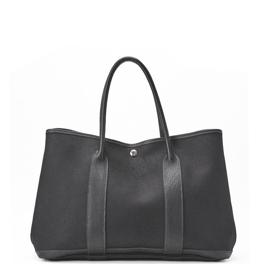 HERMES Garden Party PM Tote Bag Toval Ophezhe Black Silver-Tone Hardware, Pre-Owned