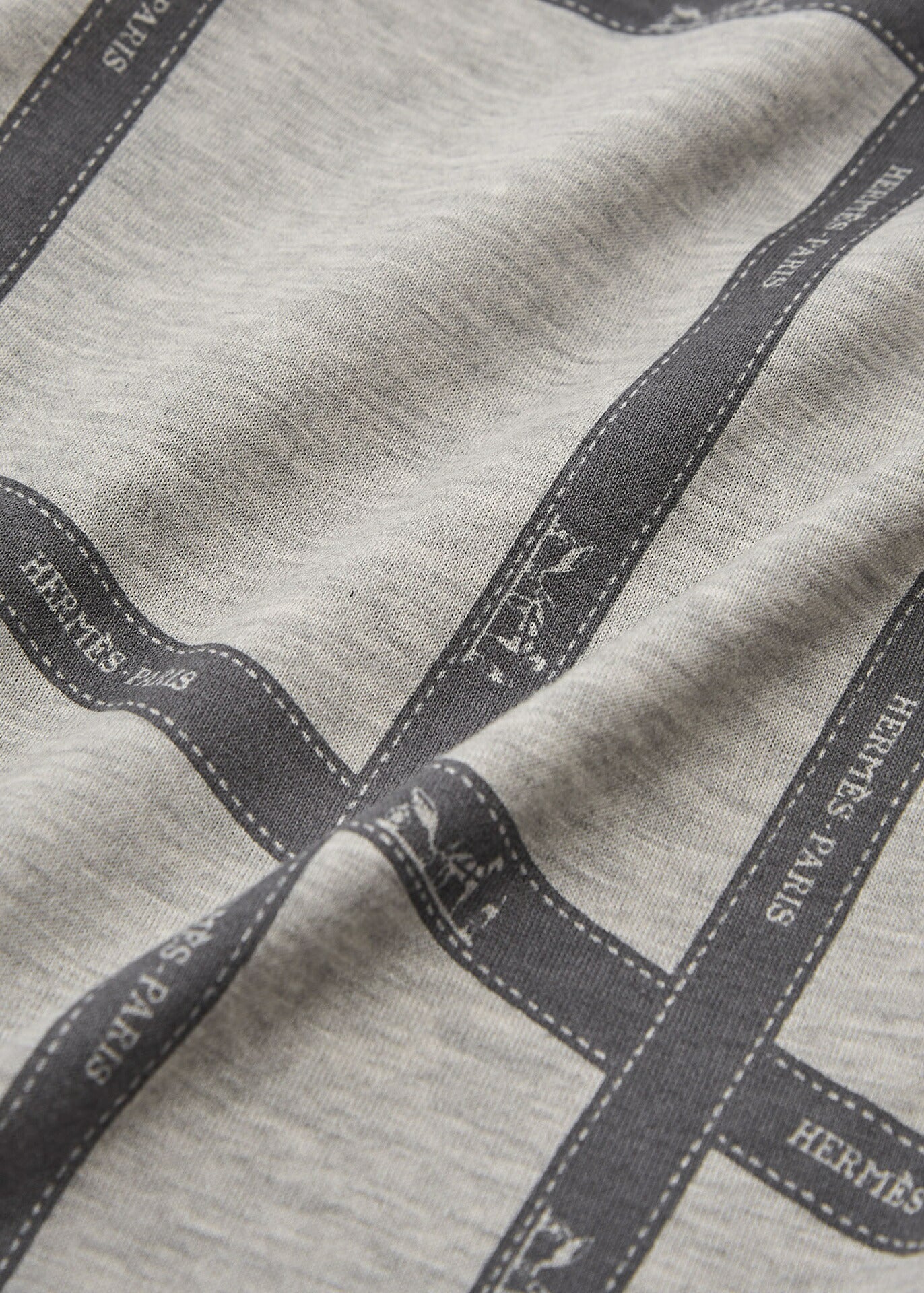 Hermes Turtleneck Long Sleeve Top, Logo Ribbon Design, Grey, Silver-Tone Hardware, Pre-Owned - Vintage La Charme