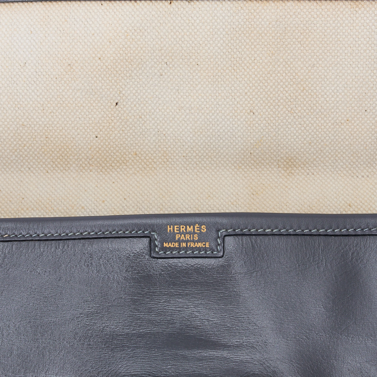 HERMES Jije PM Clutch Bag, Box Calf, Gray, Silver-Tone Hardware, Pre-Owned - Vintage La Charme
