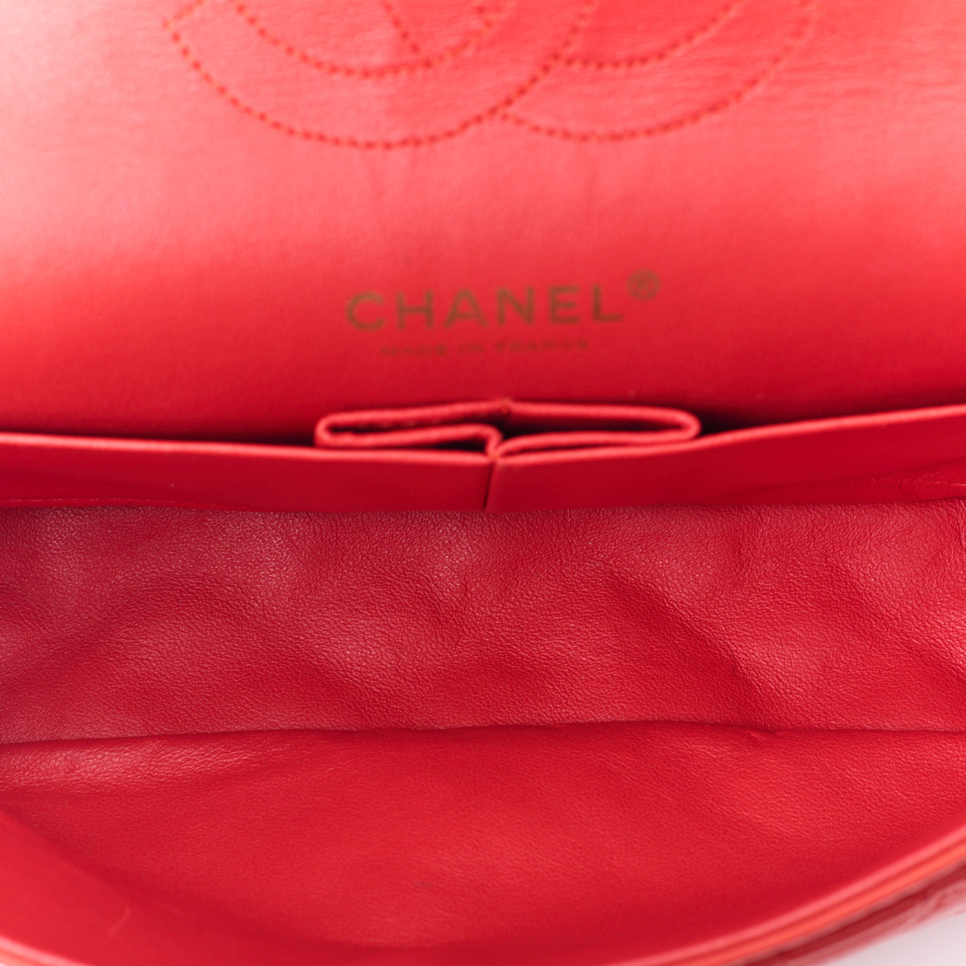 CHANEL Shoulder Bag Matelasse Turn Lock Double Flap Lambskin Red Gold-Tone Hardware Pre-Owned - Vintage La Charme