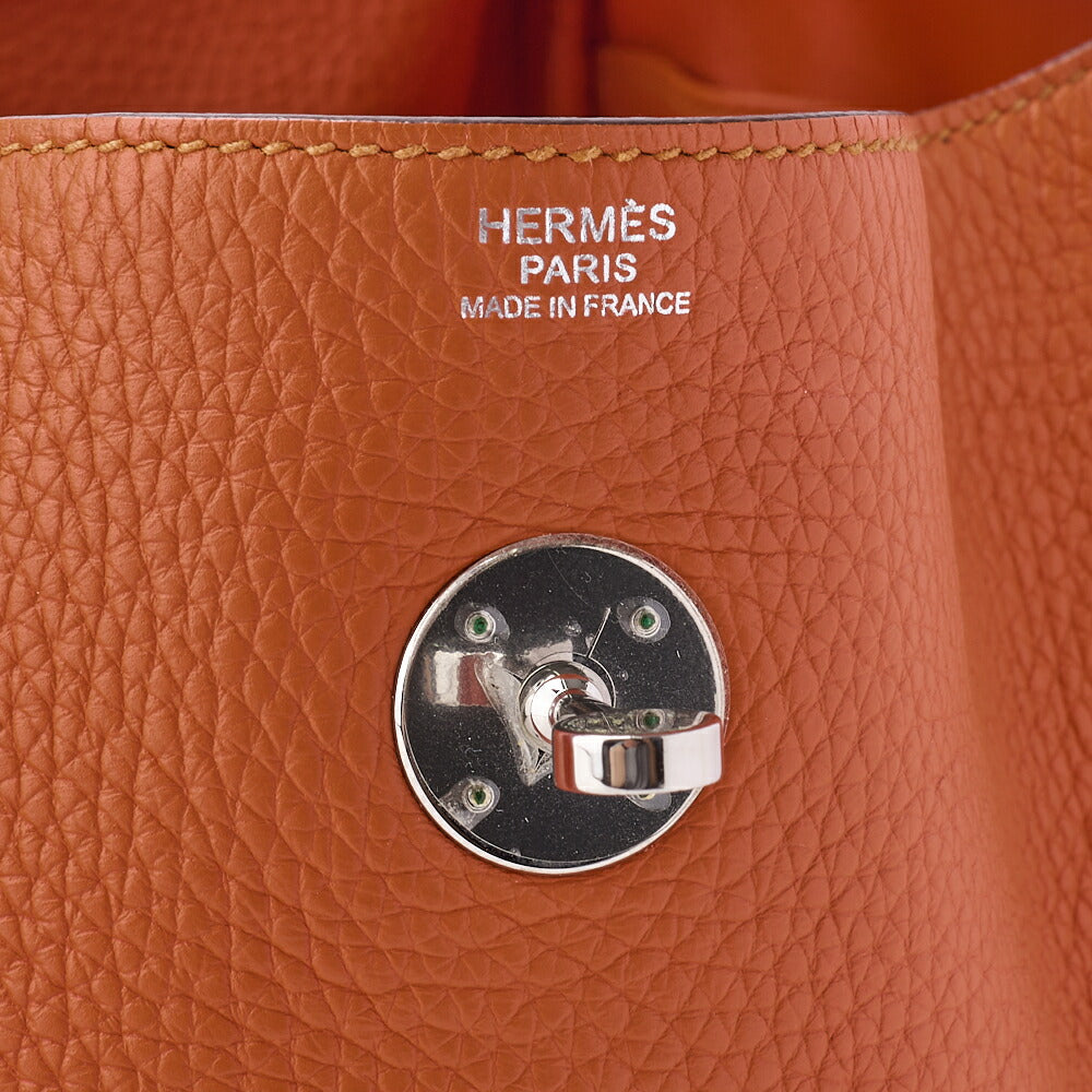 HERMES Lindy 34 Shoulder Bag Tryon Clemence Orange Poppy Silver-Tone Hardware Pre-Owned - Vintage La Charme