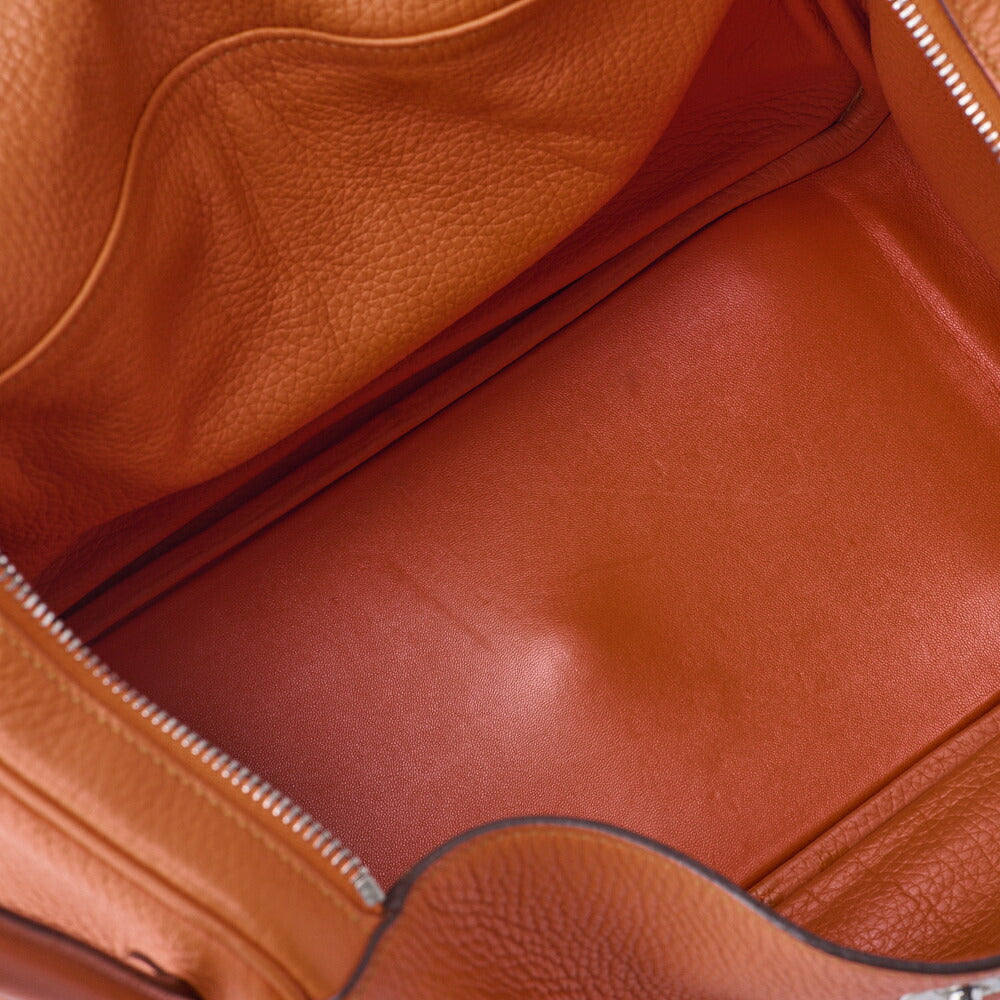 HERMES Lindy 34 Shoulder Bag Tryon Clemence Orange Poppy Silver-Tone Hardware Pre-Owned - Vintage La Charme