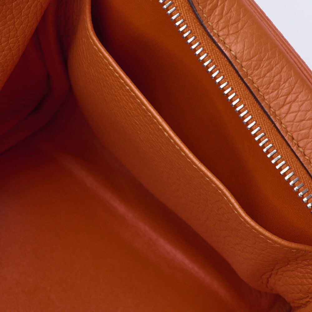 HERMES Lindy 34 Shoulder Bag Tryon Clemence Orange Poppy Silver-Tone Hardware Pre-Owned - Vintage La Charme
