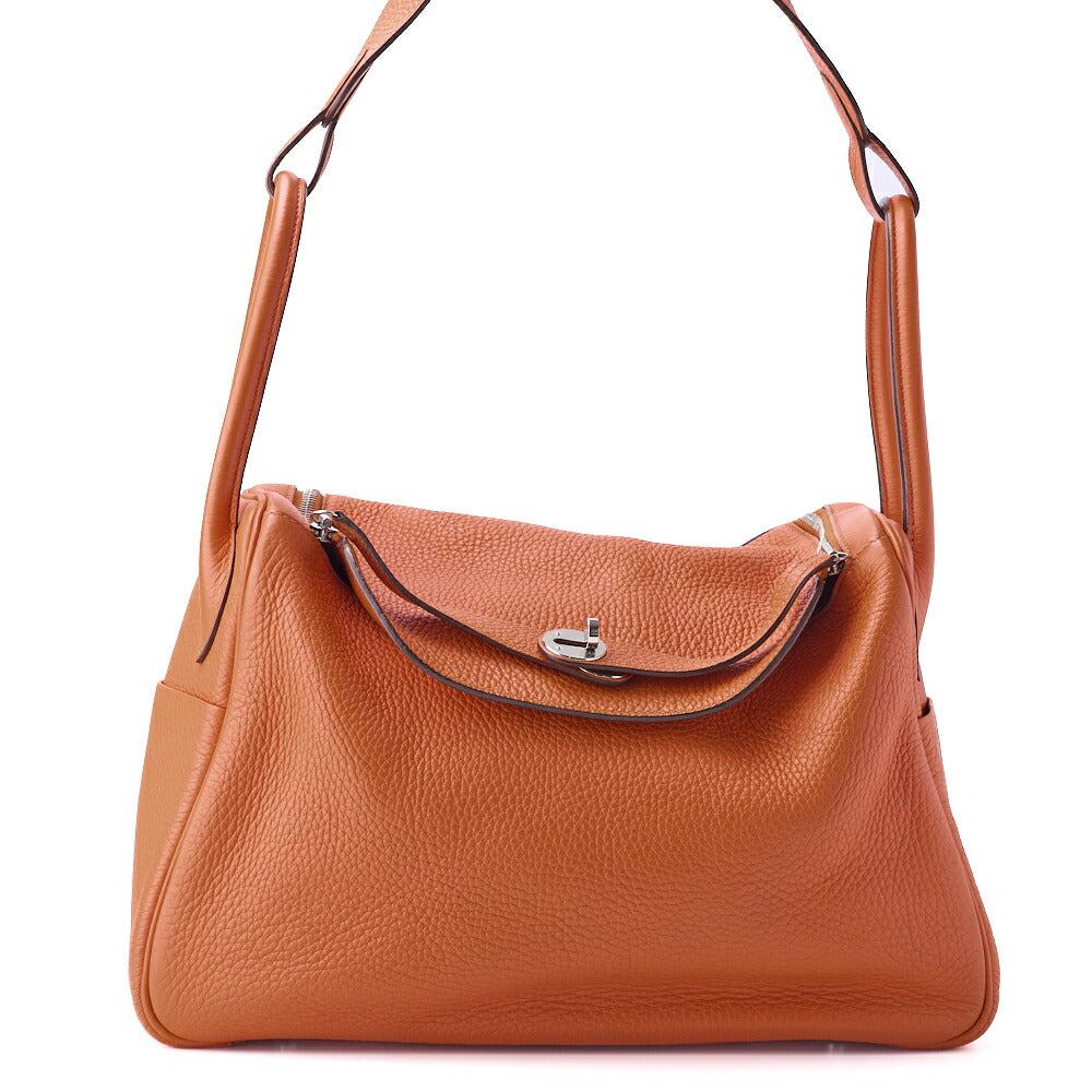 HERMES Lindy 34 Shoulder Bag Tryon Clemence Orange Poppy Silver-Tone Hardware Pre-Owned - Vintage La Charme