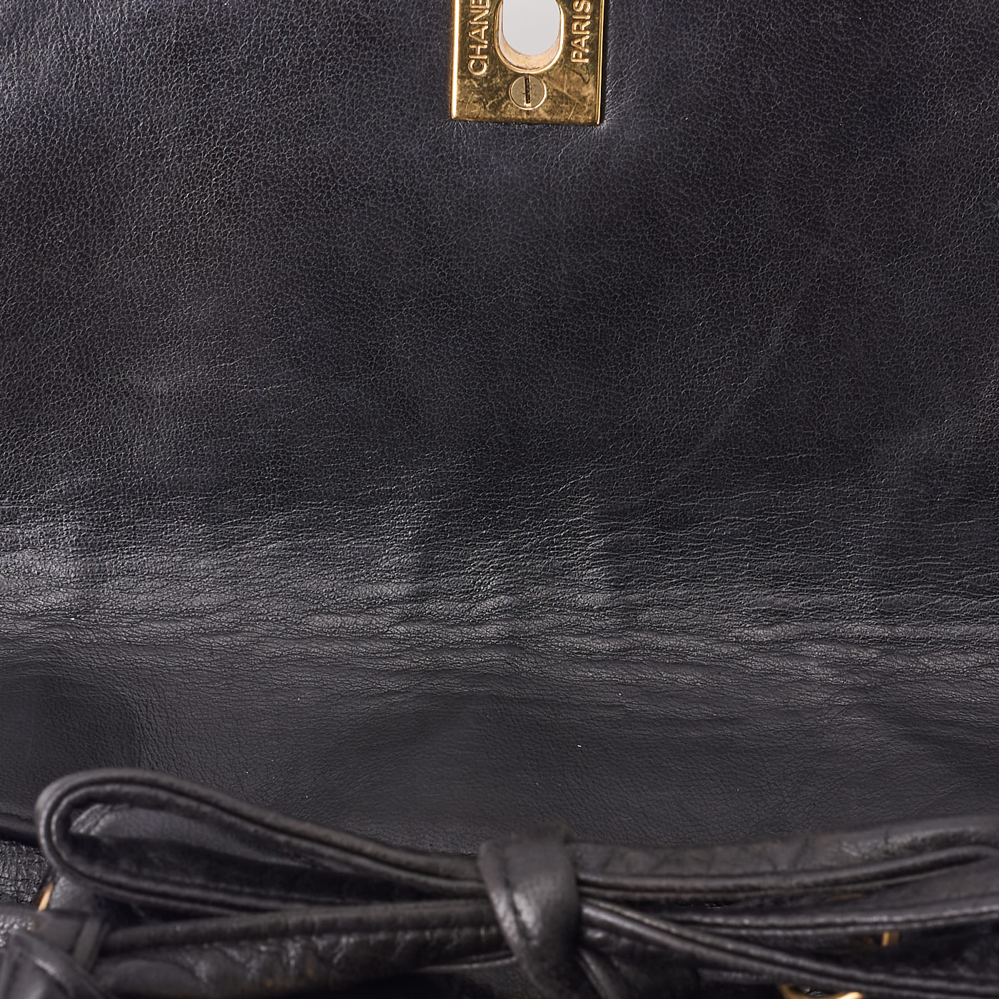 CHANEL Chain Backpack Bag Matelasse Outside Flap Turn Lock Lambskin Black Gold-Tone Hardware Pre-Owned - Vintage La Charme