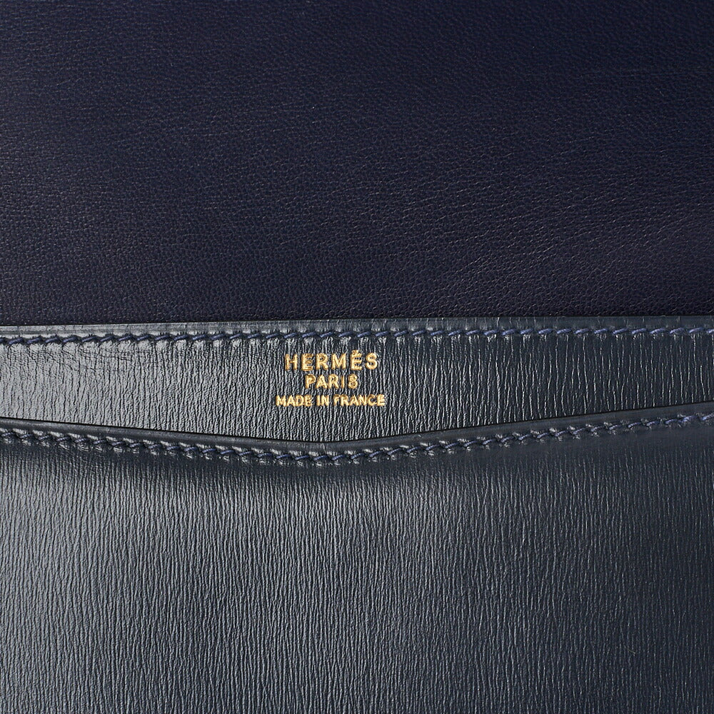 HERMES Liddy Shoulder Bag Mini Shoulder Backpack Bag Box Calf Navy Gold-Tone Hardware Pre-Owned - Vintage La Charme