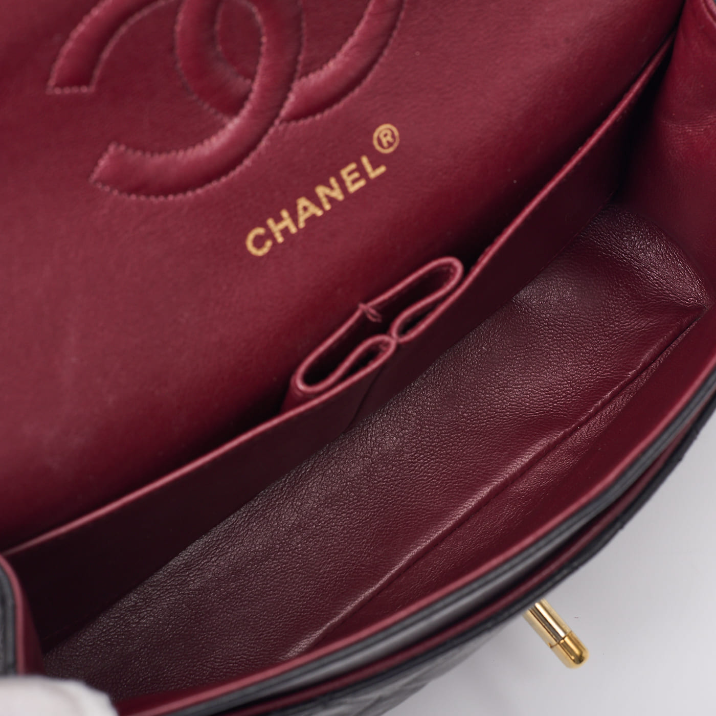CHANEL Shoulder Bag Matelasse Turn Lock Double Flap Lambskin Black Gold-Tone Hardware Pre-Owned - Vintage La Charme