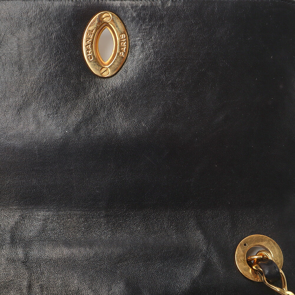 CHANEL Shoulder Bag, Matelasse, Chain Shoulder, Lambskin, Black, Gold-Tone Hardware, Pre-Owned - Vintage La Charme