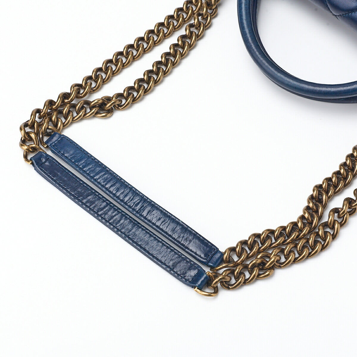 CHANEL Shoulder Handbag Matelasse 2WAY Vintage Calf Blue Gold-Tone Hardware Pre-Owned - Vintage La Charme